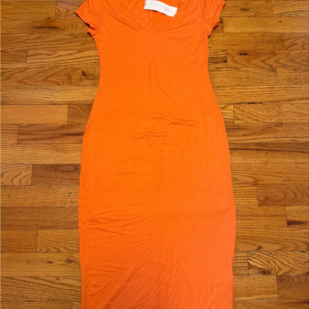 See You Monday Vibrant Orange Midi Dress